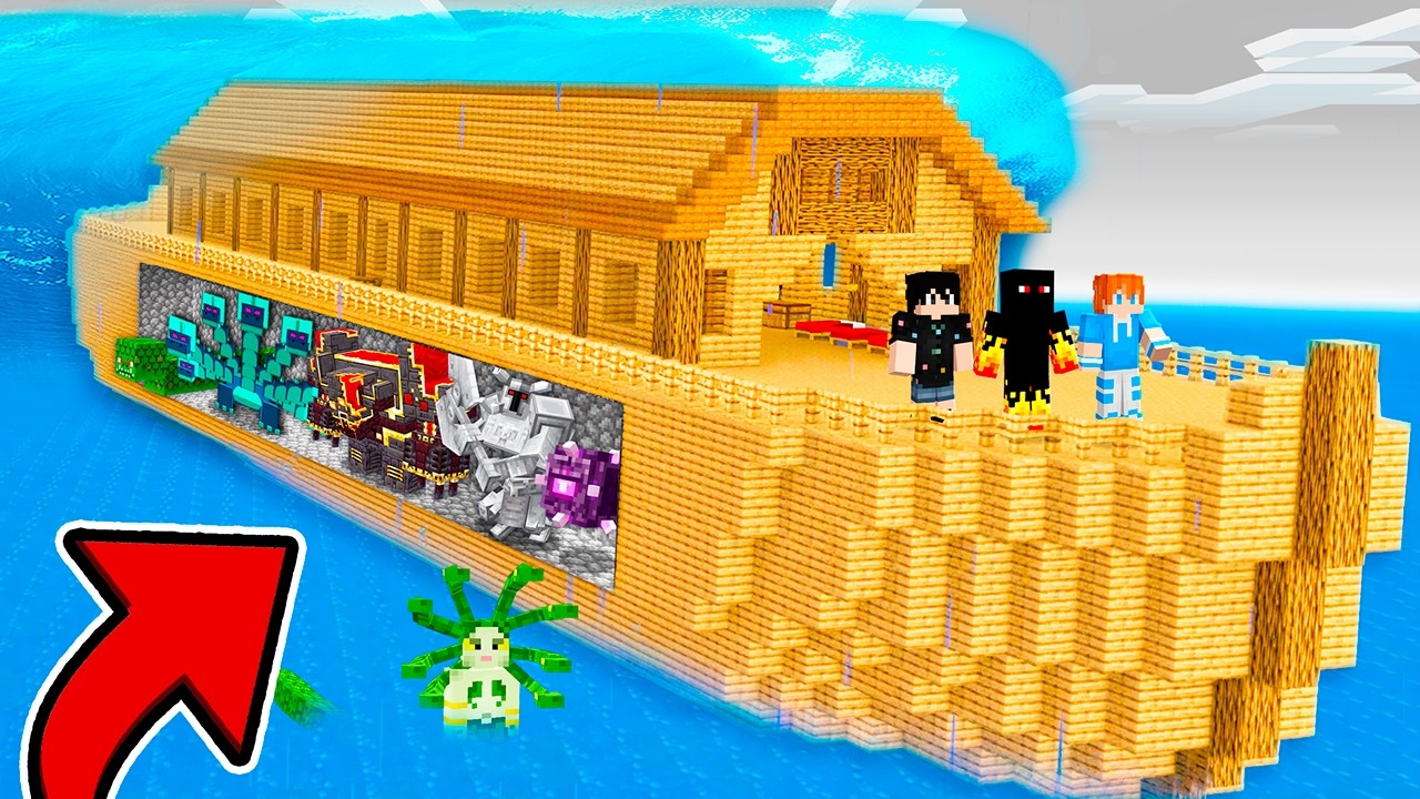 FIZ A ARCA DE NOÉ PARA SALVAR OS MOBS DE MOD DO MINECRAFT