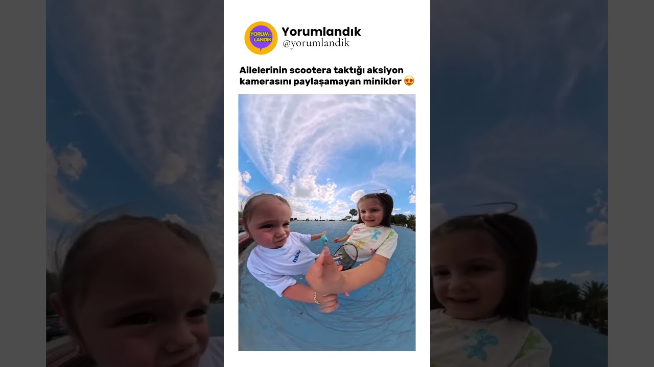 Ailelerinin scootera taktığı aksiyon kamerasını paylaşamayan minikler 😍