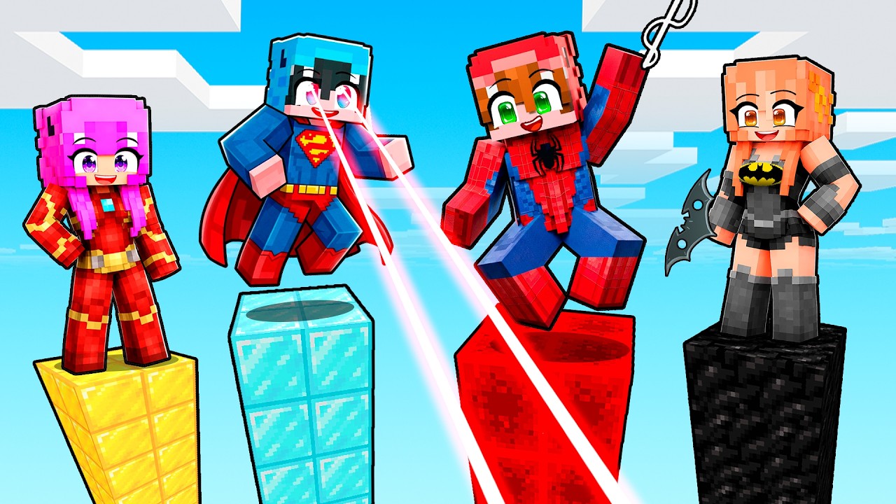 Batalla de TORRES de SUPERHEROES en Minecraft!
