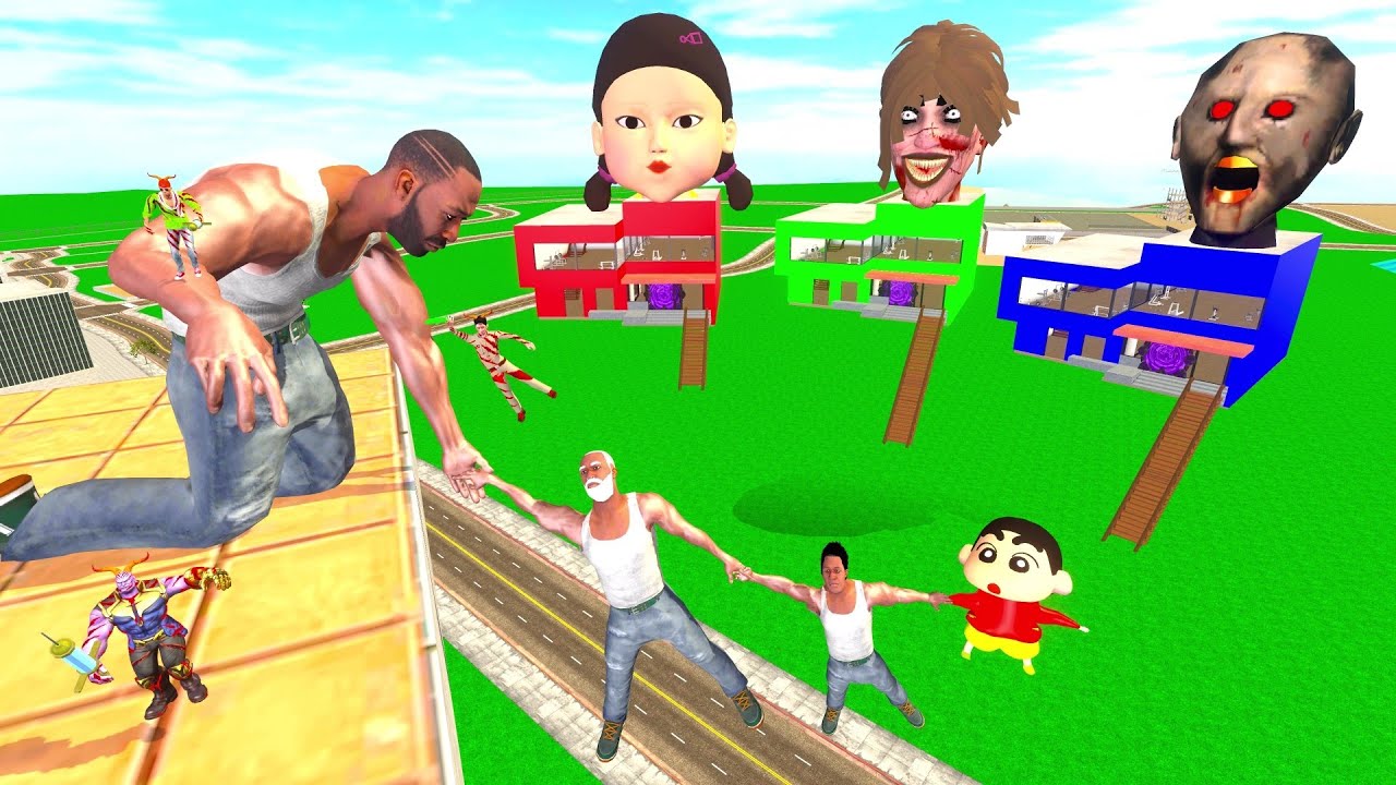 Franklin Enter Inside Granny,Kamla and Squid Doll Horror House In Indian Bike Driving 3D: