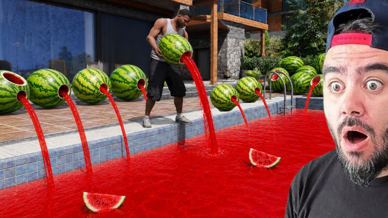 FRANKLIN HAVUZUNU KARPUZ SUYU YAPTI - GTA 5 MODS