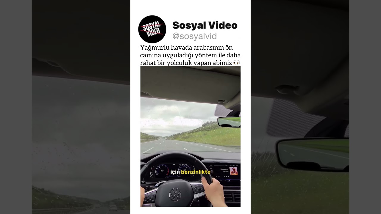 Yağmurlu havada arabasının ön camına uyguladığı yöntem ile daha rahat bir yolculuk yapan abimiz 👀