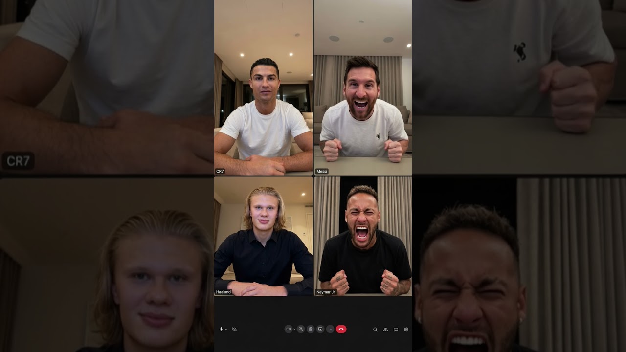 Görüntülü Konuşmada Messi'nin "Süüü" Çabası ve Neymar'ın Taklidi (Haaland'la Sandalyeden Düştüler!)🤣