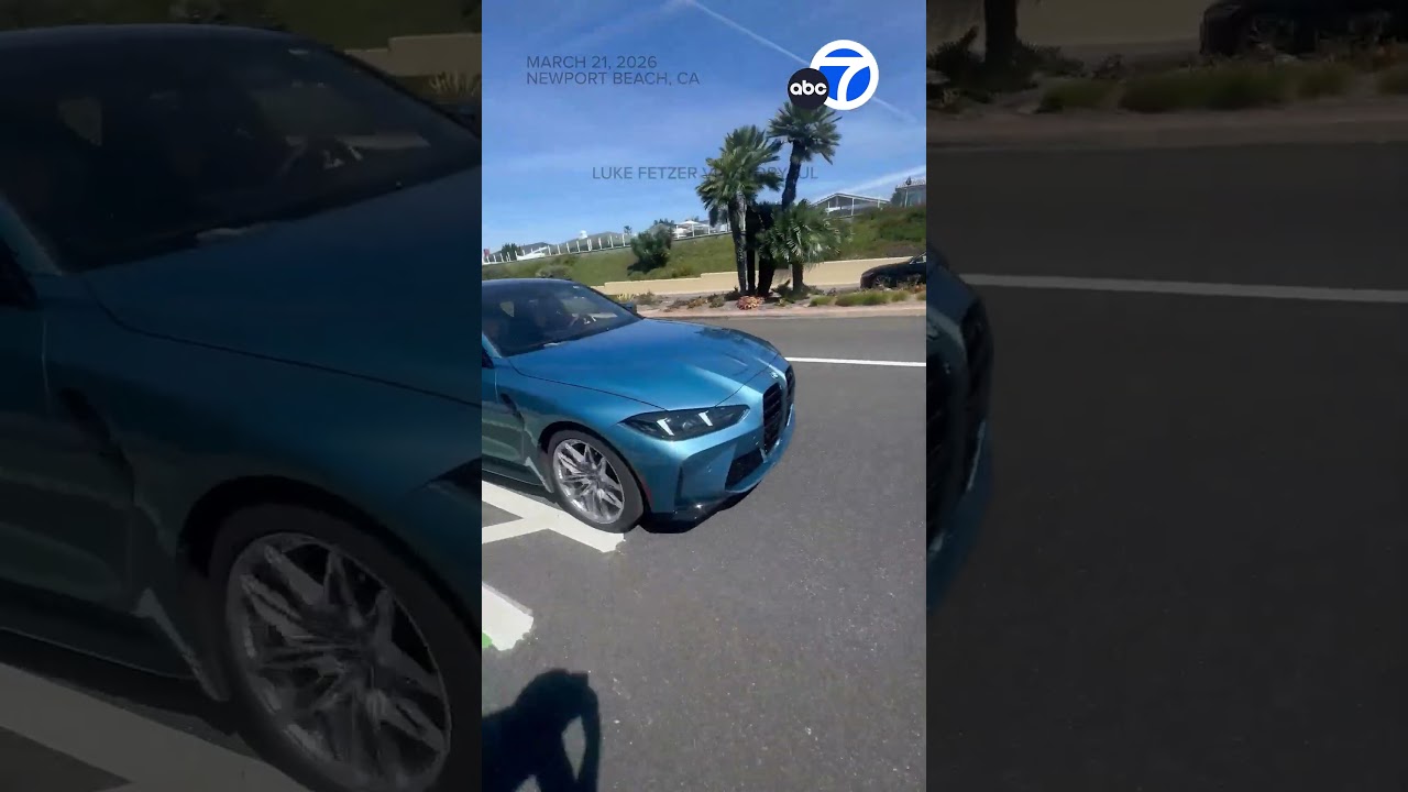 BMW driver nearly hits cyclists