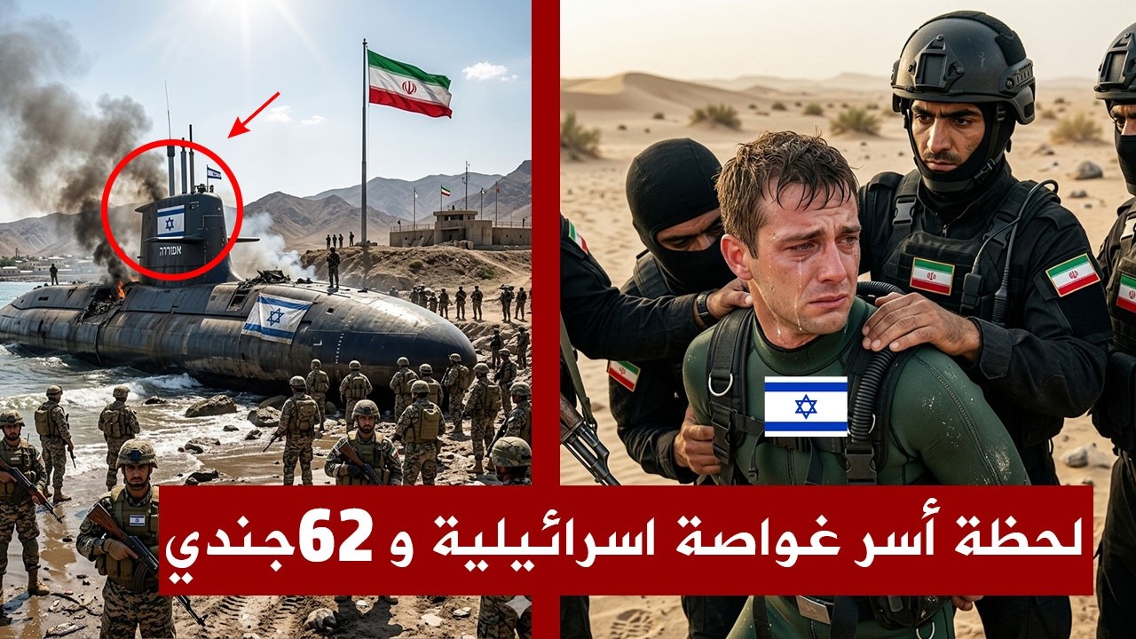 اللحظات الاولى لأسر غواصة اسرائيلية و62 جندي على يد الجيش الايراني في مضيق هرمز