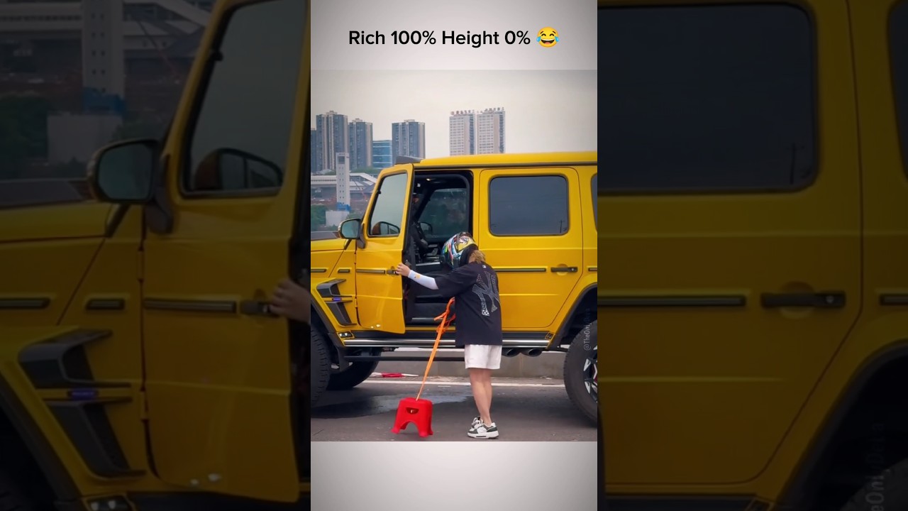 Rich 100% Height 0% 😂 #shorts #funny #reaction #car #rider #trending #video #viral #shortsfeed #rich