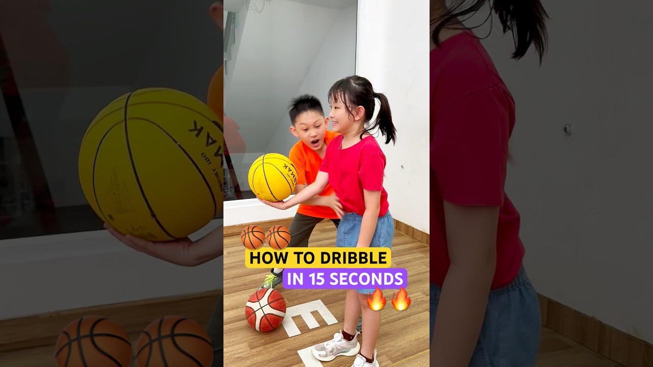 HOW TO DRIBBLE A BASKETBALL  in 15 SECONDS 🏀FOR BEGINNERS  #shorts #speedandagility #dribbling