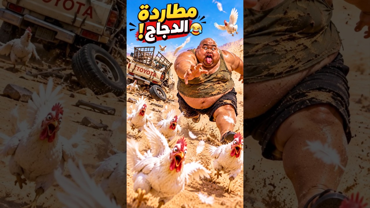 لما الجوع يخليك تشوف الدجاج الحي مشوي! كارثة السمين 😂🍗 #راعي_الشاص