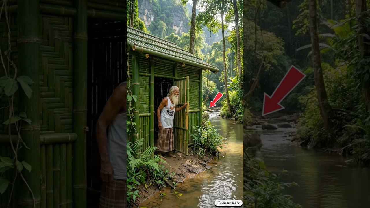 I Built a Secret Bamboo Palace EP 2 | Beautiful Handmade Bamboo Craft 🎋 #bamboohouse #shorts