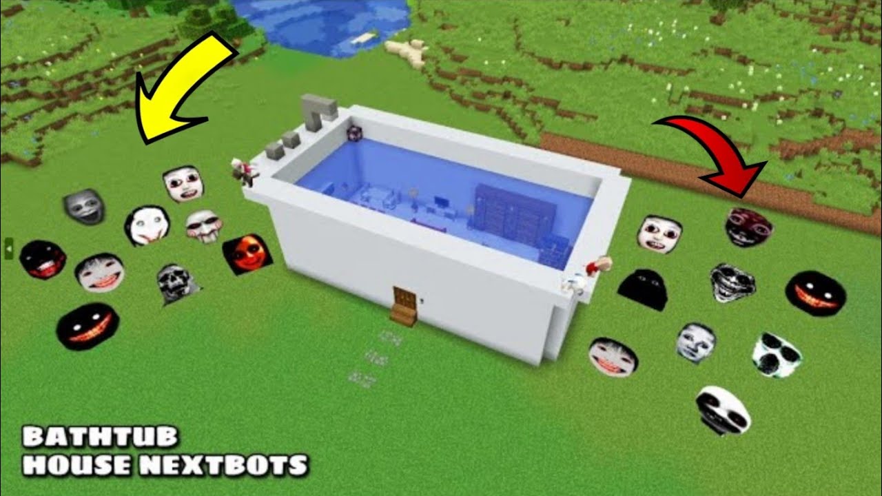 SURVIVED BATHTUB HOUSE WITH 100 NEXTBOTS In Minecraft | Gameplay Coffine Meme 