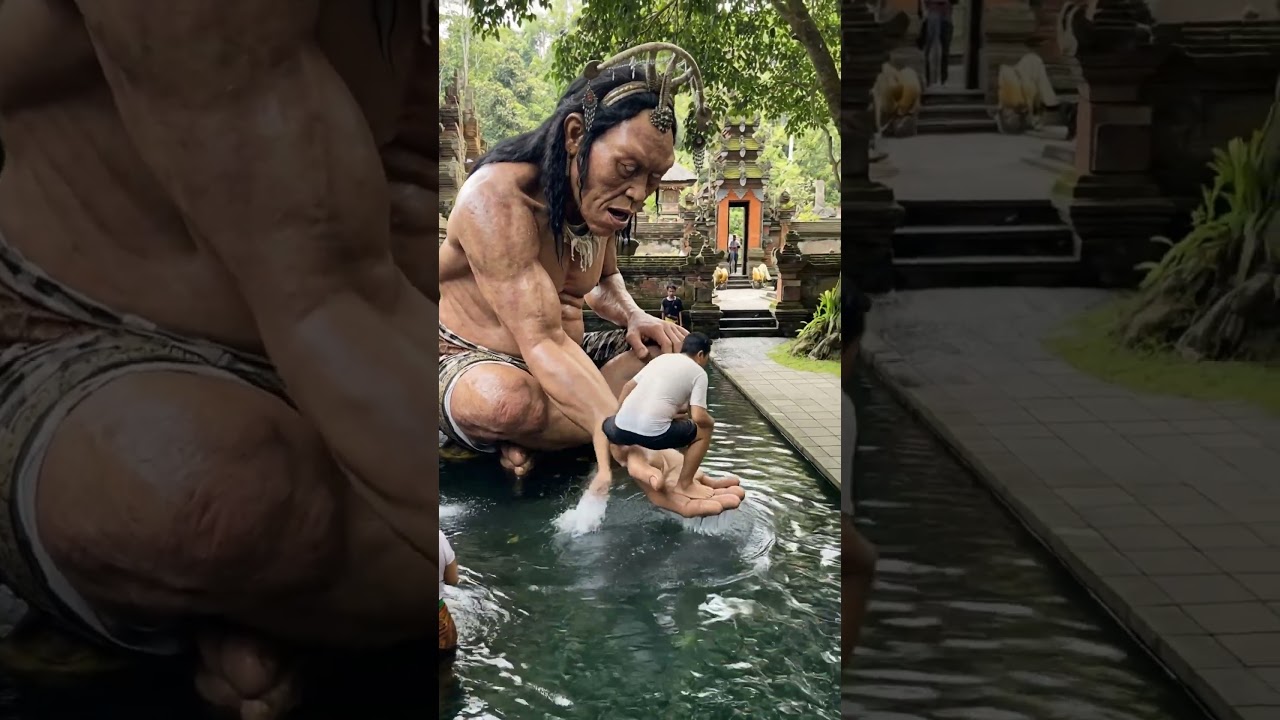 Ogoh-ogoh "Ulah Pati" in a respectful gesture