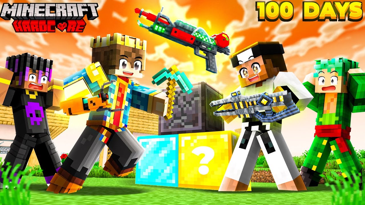 100 Days But BLOCKS GIVE OP WEAPONS In Minecraft 😱