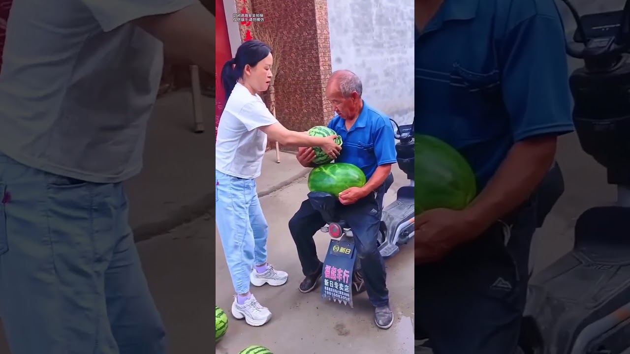 🍉🚲😂 **جدي والبطيخ في أغرب رحلة إلى السوق! 😱🤣** #viralvideo #facts #flims #funny#trendingshorts
