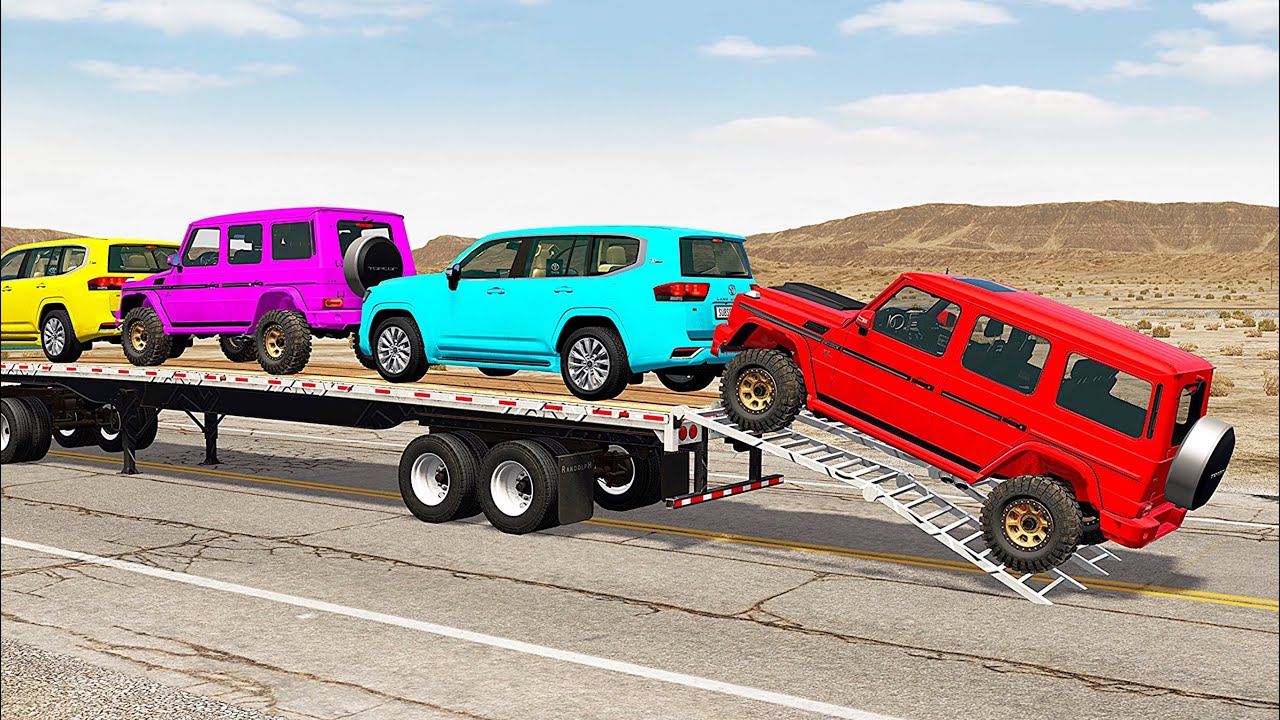 Flatbed Truck Mcqueen 15+Min   | Transportation with Truck - Pothole vs Car #549 - BeamNG.Drive