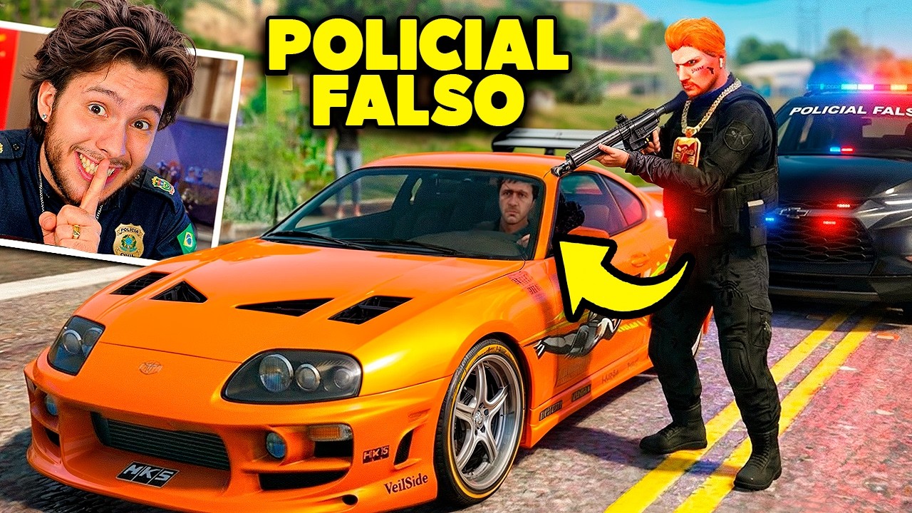 Jogando COMO POLICIAL FALSO pra ROUBAR CARROS! (GTA 5 RP)