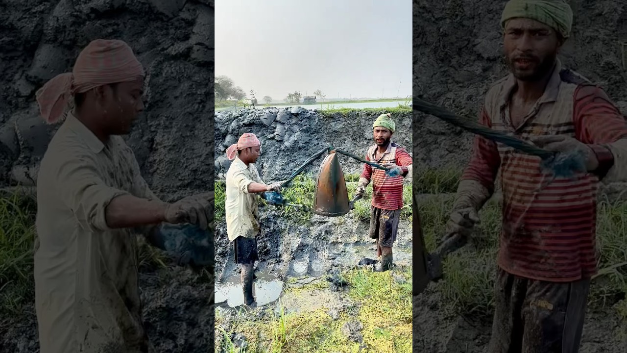 cutting mud in a new technique #agriculture #mud #work