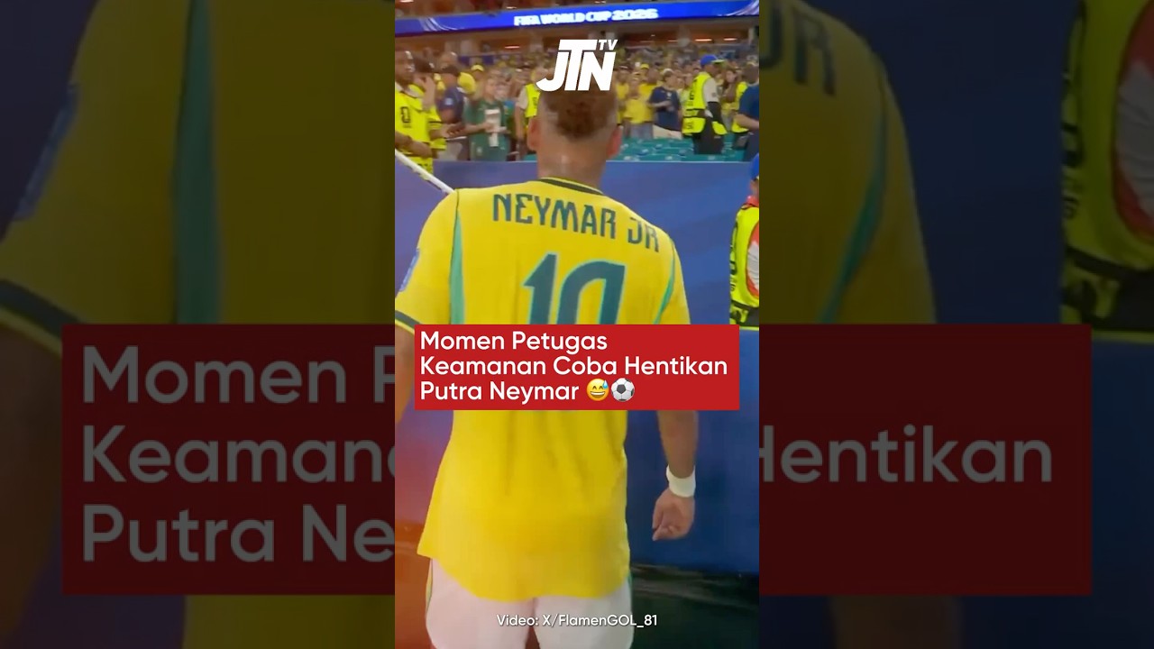Momen Petugas Keamanan Coba Hentikan Putra Neymar 😅⚽