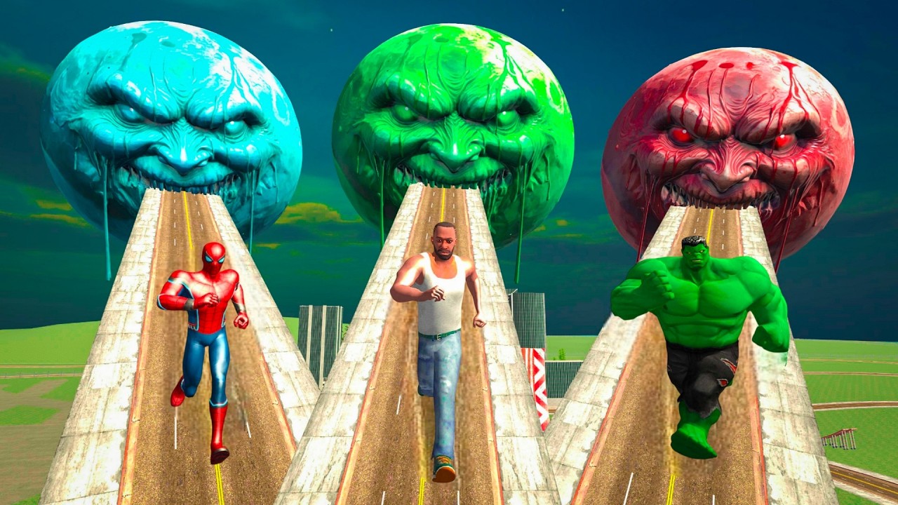 Spiderman & Hulk Taken to the Horror Moon Dimension! Can Franklin Save Them? Indian Bikes Driving 3d