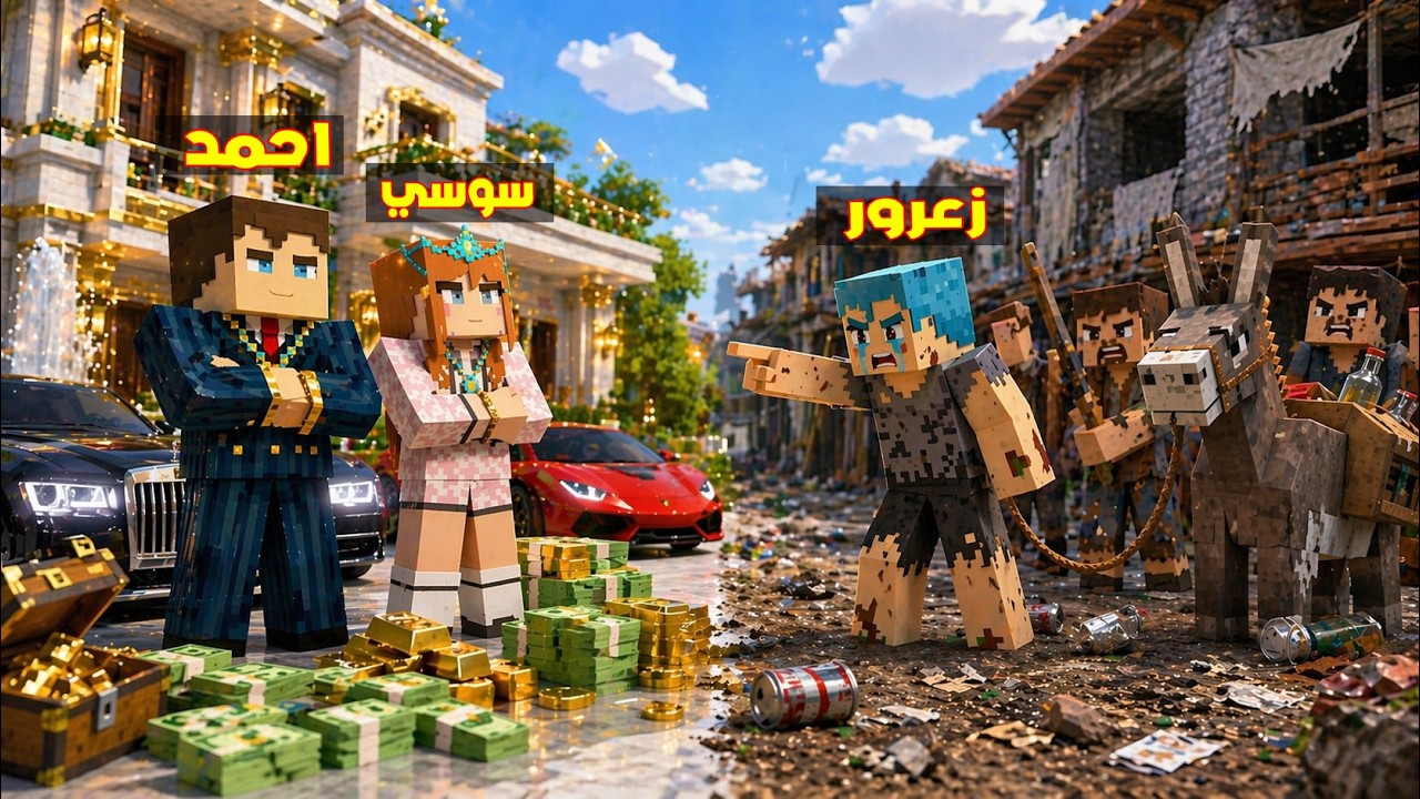 فلم ماين كرافت : زعرور الفقير ضد احمد و سوسي الاغنياء في اخطر يوم في العالم 🔥😂