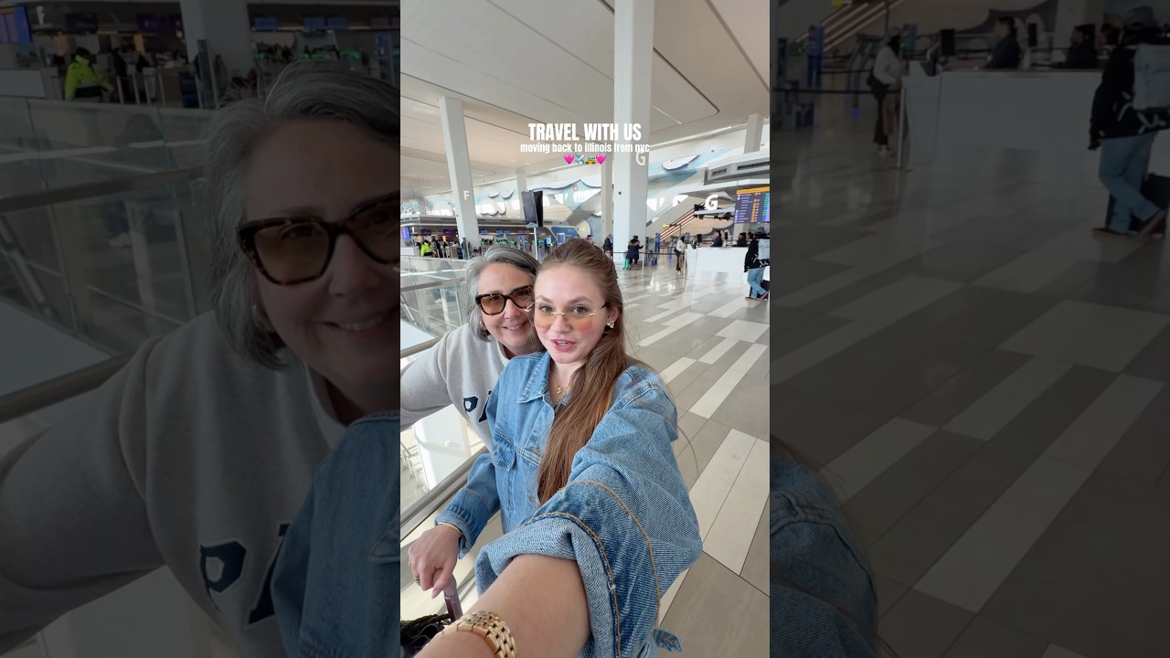 TRAVEL WITH US | moving back to Illinois✈️🩷#travelwithme#airport#vlog#diml#asmr#aesthetic#cute#girl