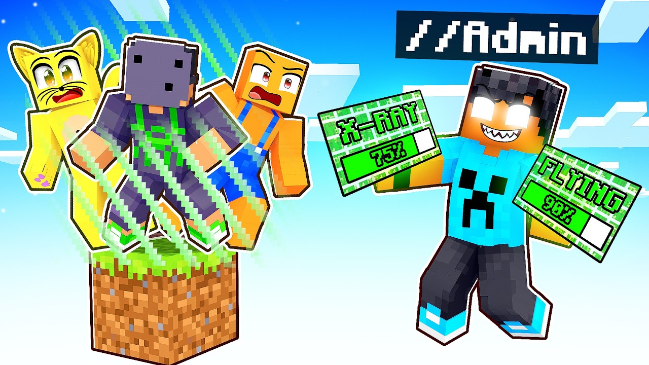 Usando COMANDOS DE ADMIN no 1 Bloco Minecraft