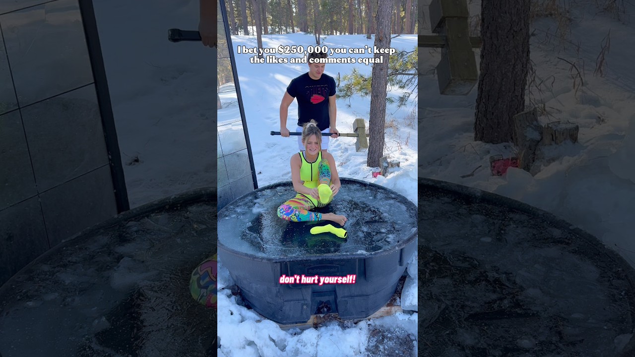 Challenge excepted??!! #couple #icebath #snow #coldplunge #frozen #ice