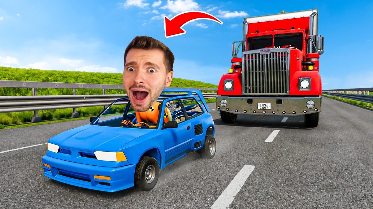 ENTREI NA RODOVIA com um CARRO DE CRIANÇA do BeamNG Drive!
