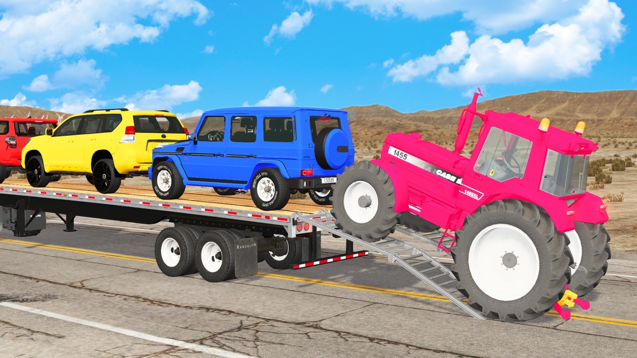 Flatbed Truck Mcqueen | Transportation with Truck - Pothole vs Car # - BeamNG.Drive