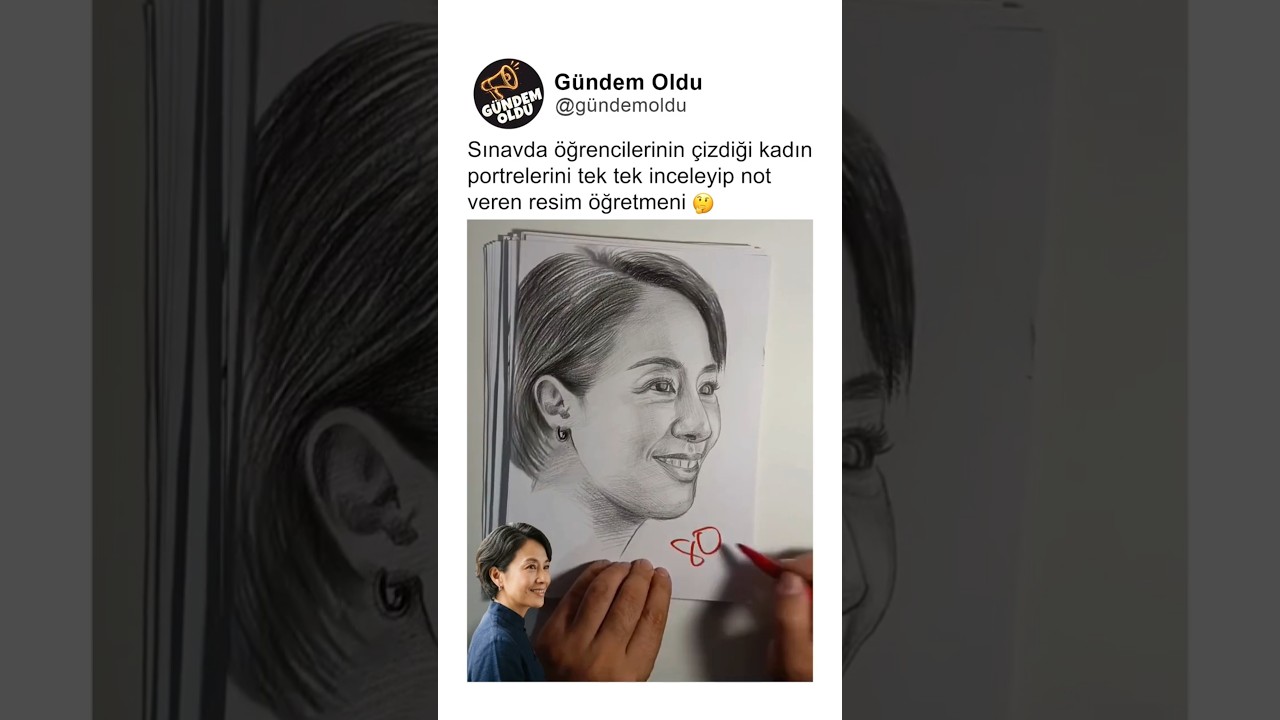 Sınavda öğrencilerinin çizdiği kadın portrelerine not veren resim öğretmeni 🤔