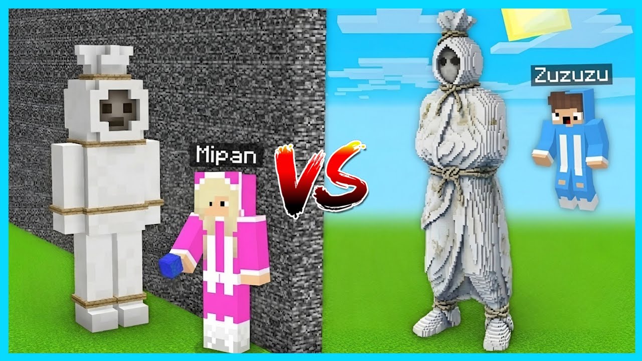 MIPAN & ZUZUZU TANTANGAN BUILD BATTLE POCONG DI MINECRAFT!