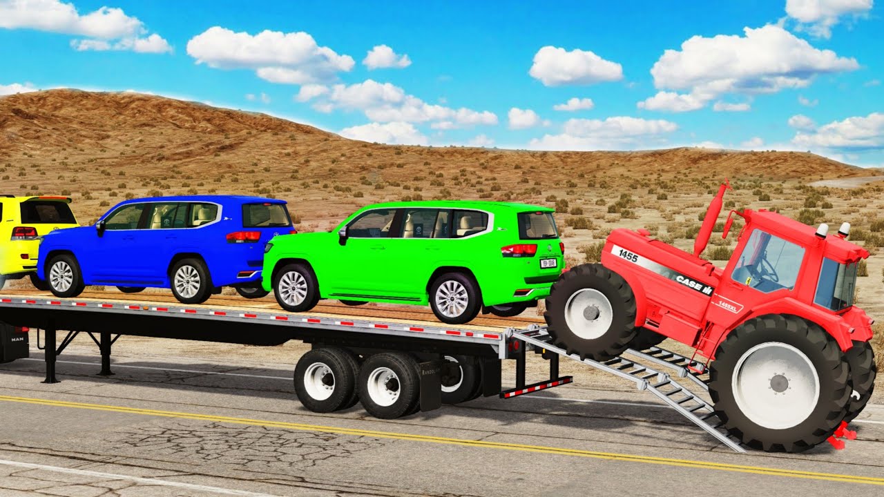 Flatbed Truck Mcqueen | Transportation with Truck - Pothole vs Car # - BeamNG.Drive