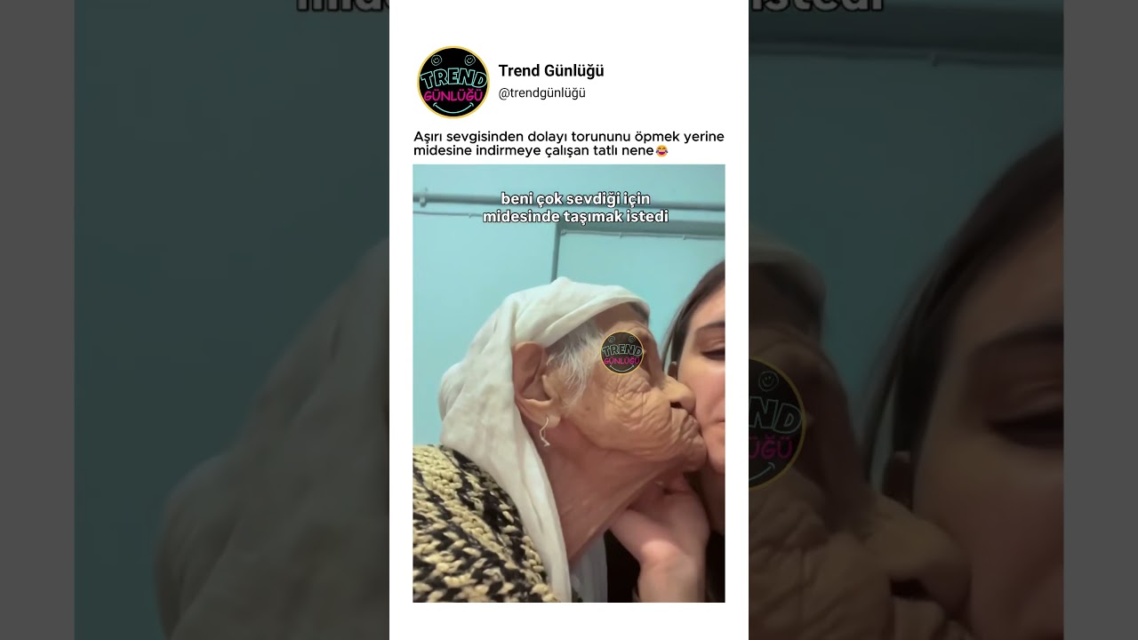 Aşırı sevgisinden dolayı torununu öpmek yerine midesine indirmeye çalışan tatlı nene😂