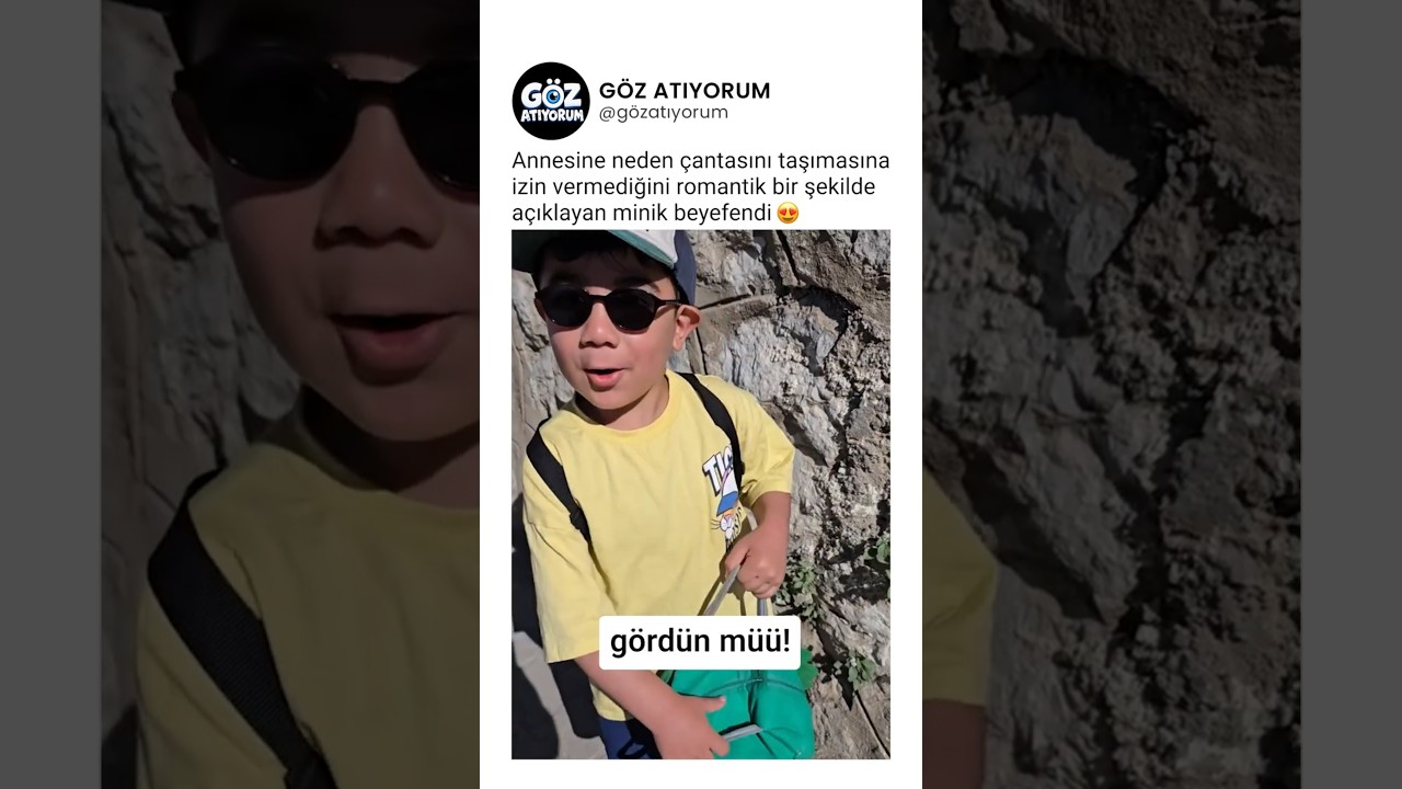 Annesine neden çantasını taşımasına izin vermediğini açıklayan minik beyefendi 😍