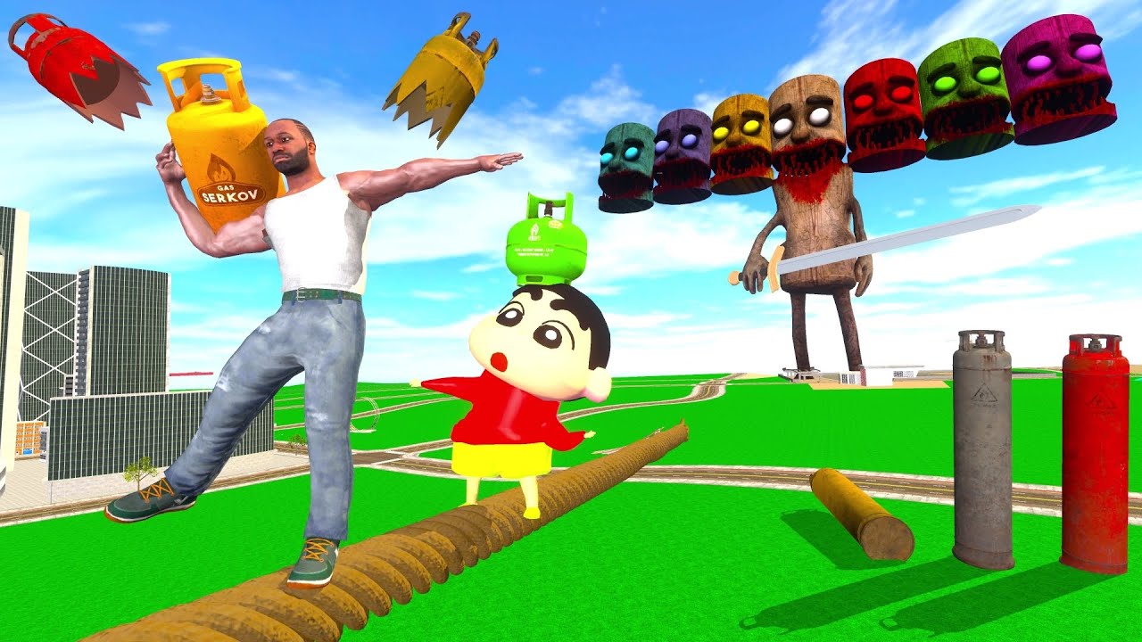 Franklin Fight With 7 Colourful Head Horror Tung Tung Sahur In Indian Bike Driving 3d: