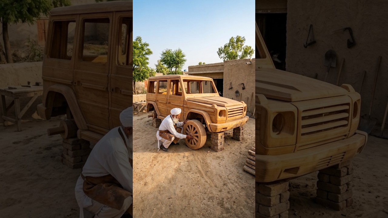 Old Man Built Mercedes G63 From Wood 🪵  #woodworking #automobile #shorts #mercedes #flute