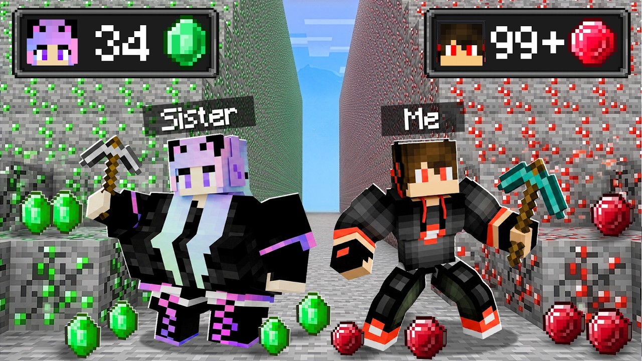 Fat vs Strong Mining Battle In Minecraft!