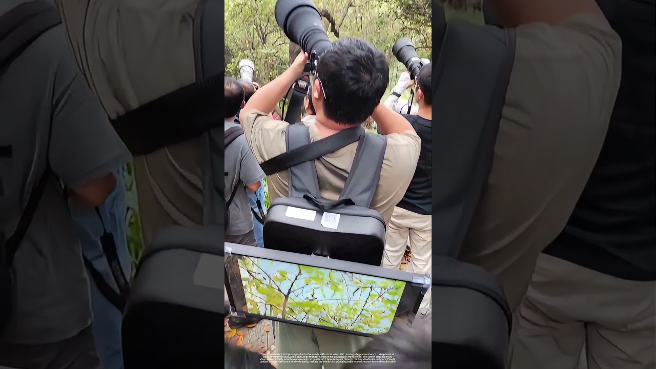 Bird Photographer Using A Back-Mounted Live View Screen
