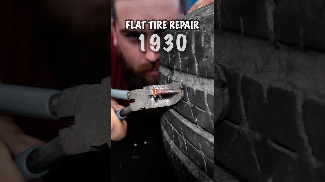 What year are you in? The evolution of fixing a flat tire!  #car #Carlovers