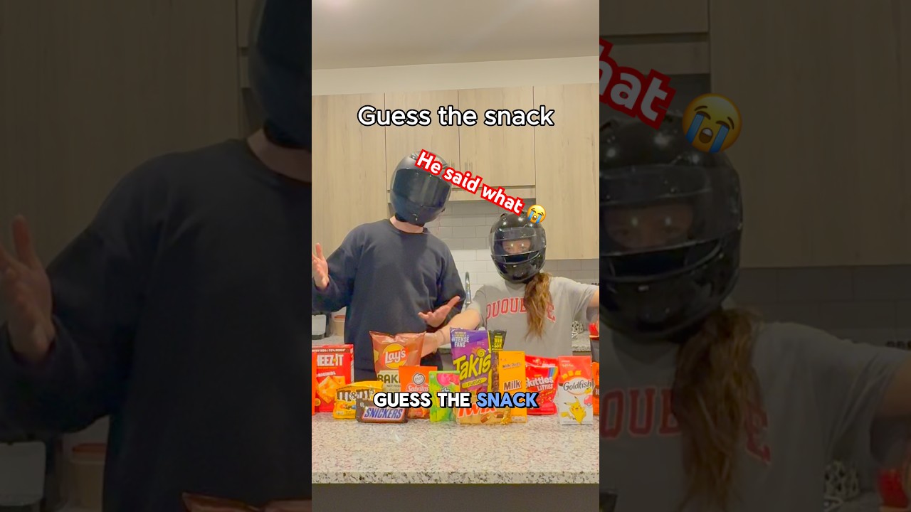 Can I guess her snack?  #couple #couplechallenge #snacks  #snackgame #bikerboy