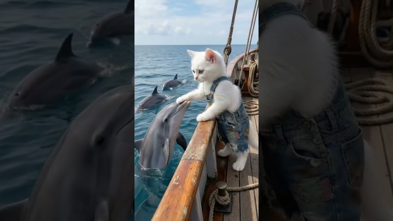 بسبوس في قبضه الصياد 😱⚓#ai #cat #cute