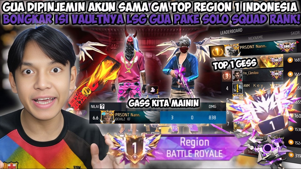 GUA DIPINJEMIN AKUN SAMA GM TOP REGION 1 INDONESIA! BONGKAR ISI VAULTNYA LSG PAKE SOLO SQUAD RANK😱