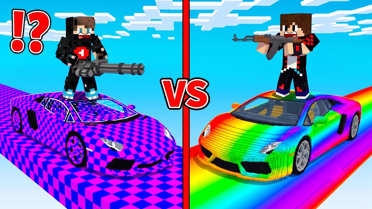 ماين كرافت : حـرب سيارات الحظ ولكن سيارة الأيرور ضد سيارة الرينبو !!؟ 🔥😱