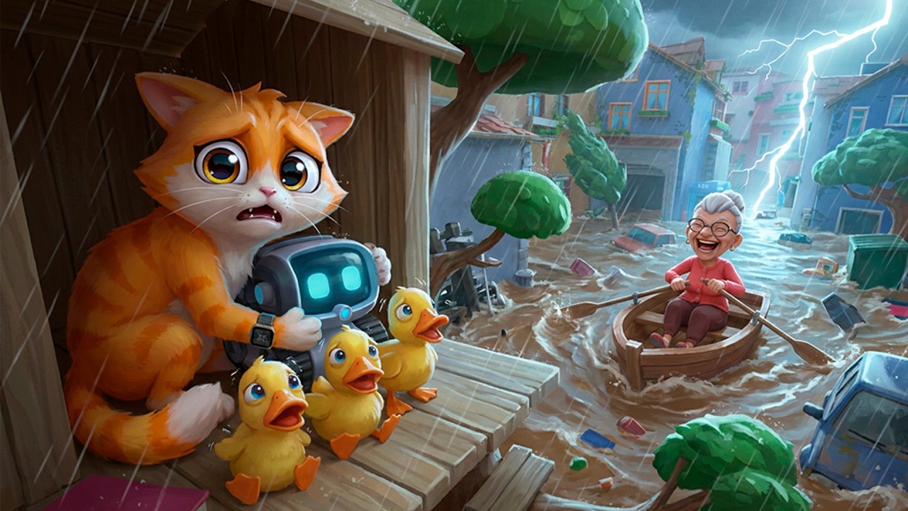 😿 FOMOS ABANDONADOS PARA SOBREVIVER NA TEMPESTADE! (I AM CAT)