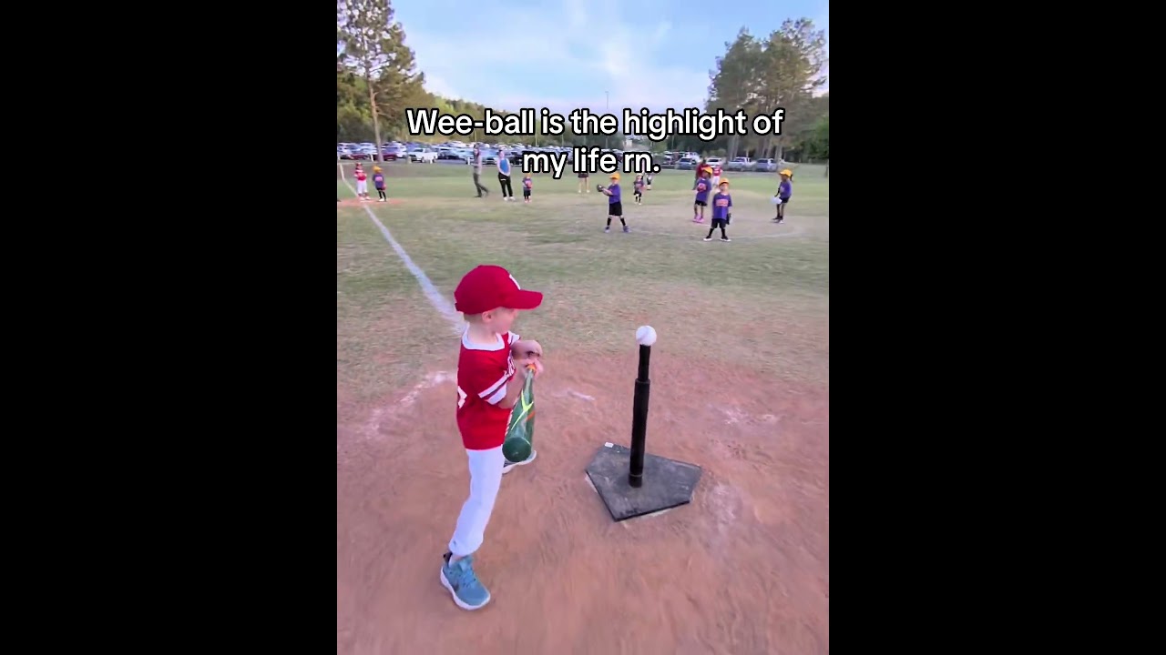 T-Ball player hits ball and then chases after it, coach has to get him off the dogpile!