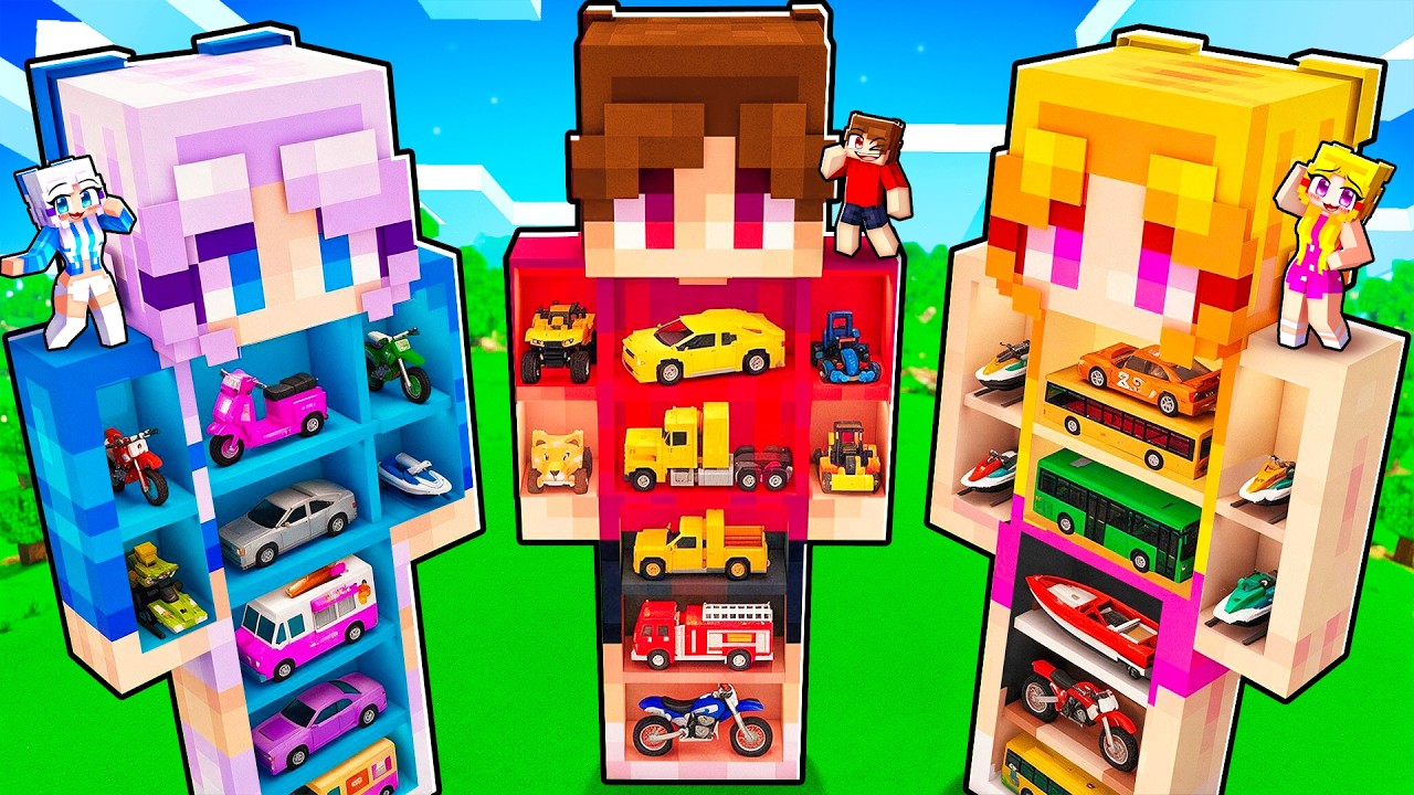 We Built GARAGES in Our STATUES! (Minecraft)