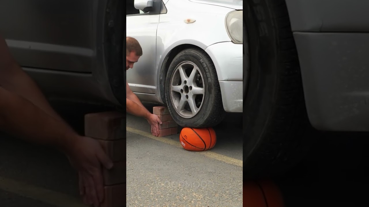 Use a basketball to lift the car 🚗