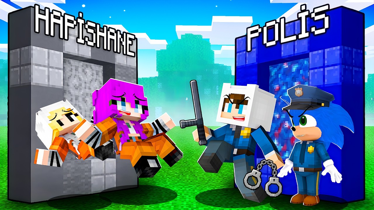 POLİS ERKEKLER VS HIRSIZ KIZLAR PORTAL SAVAŞI 😱 Minecraft