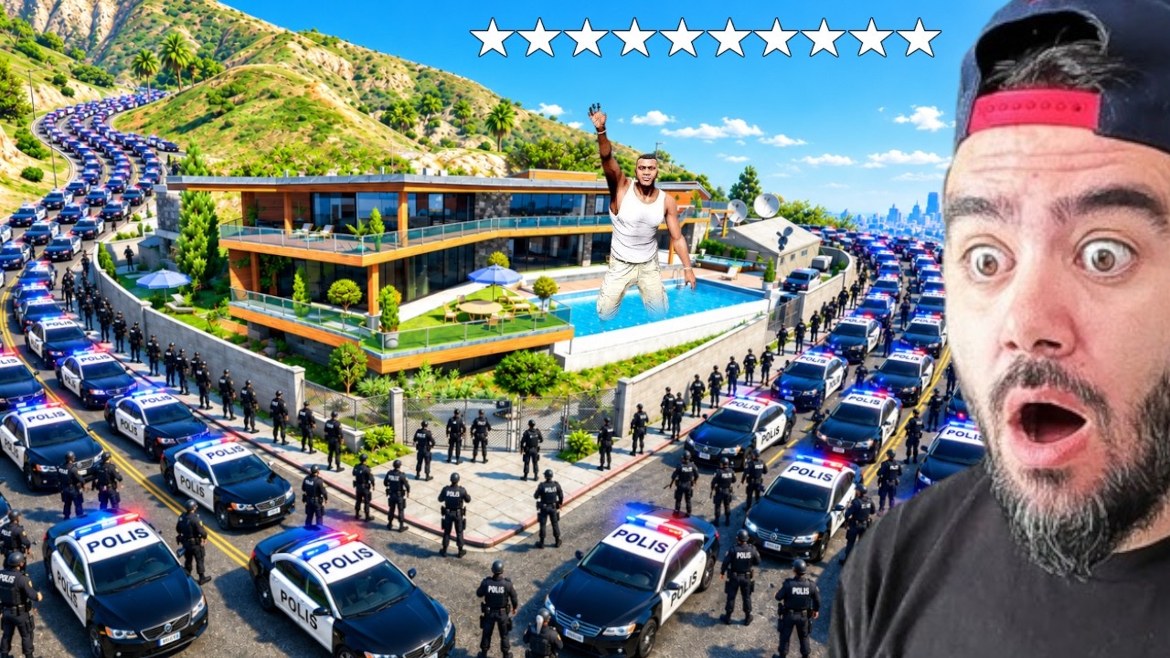 FRANKLIN 10 YILDIZ YAPTI BÜTÜN POLISLER EVINE GELDI - GTA 5 MODS