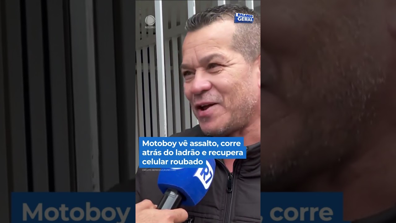 Motoboy vê assalto, corre atrás do ladrão e recupera celular roubado. #BalançoGeral #Shorts