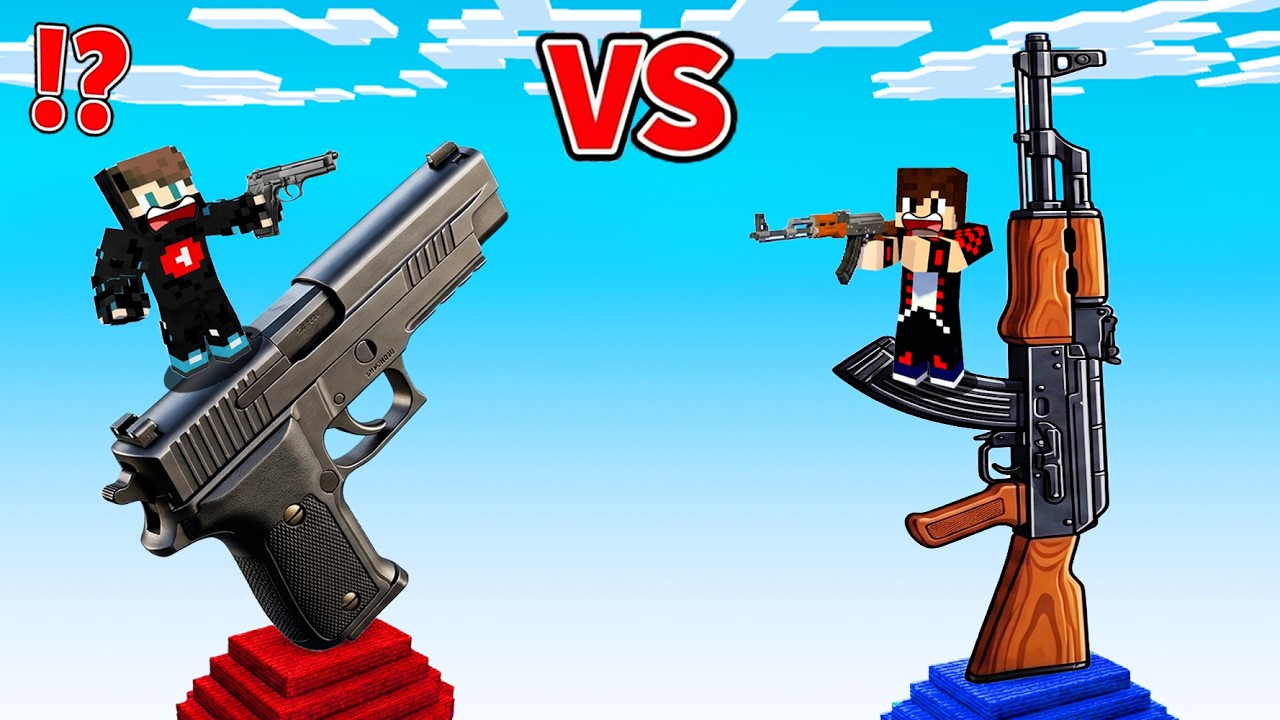 ماين كرافت : حـرب اسلحـة الحظ ولكن المـسدس ضد البندقـية 🔥😱